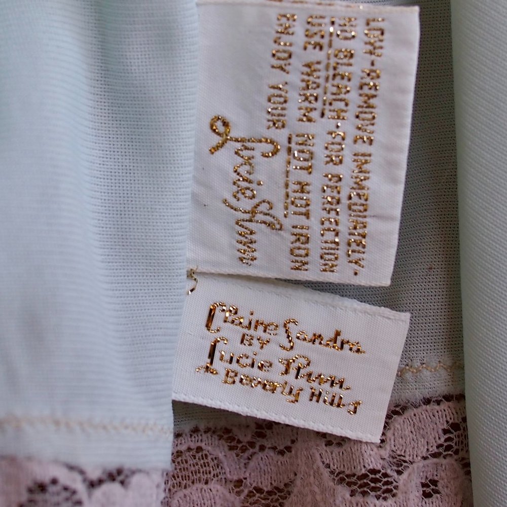 vtg 70s LUCIE ANN Claire Sandra Green Full Sweep Nightgown Beverly Hills LACE M - Picture 10 of 11